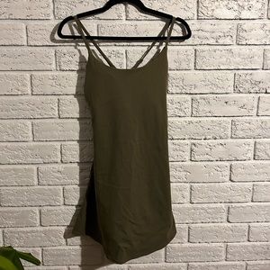 Halara Olive green Everyday Cloudful 2-in-1 Flare Activity Dress-Wannabe